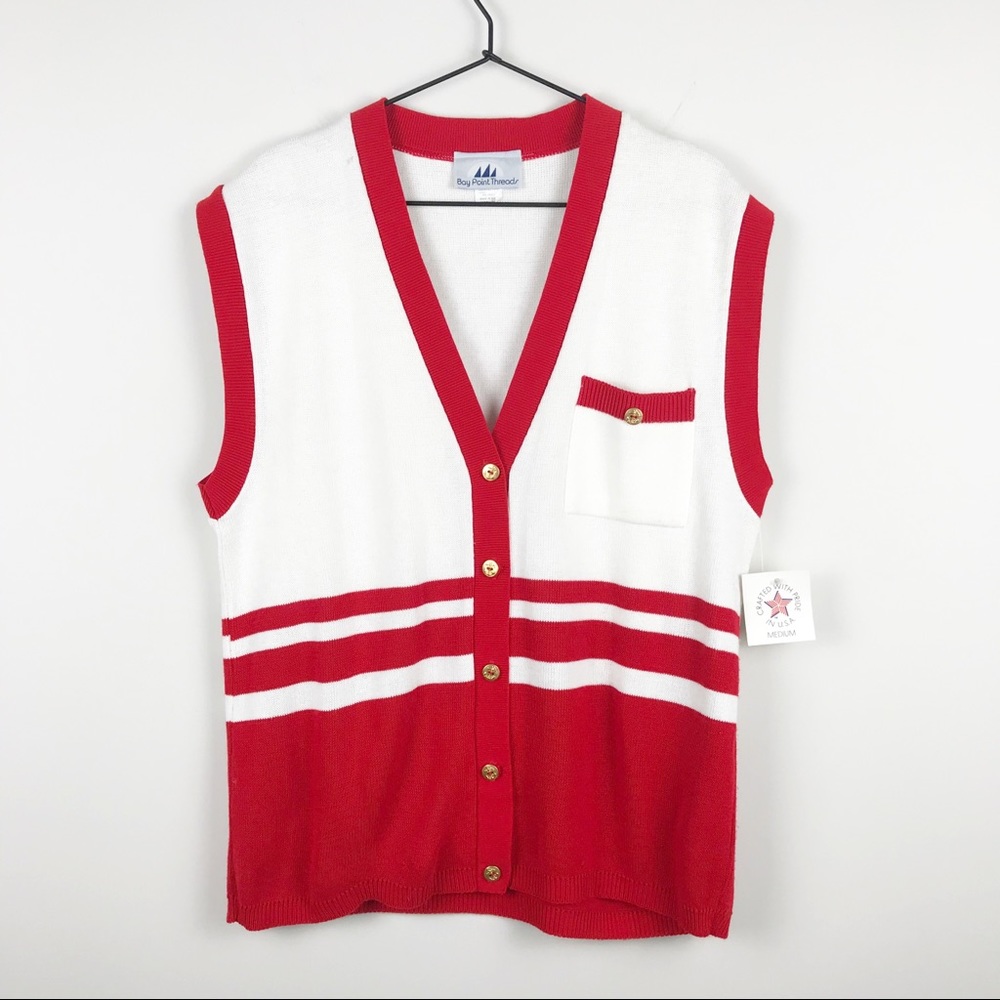 VINTAGE Stripe Button Front Sweater Vest